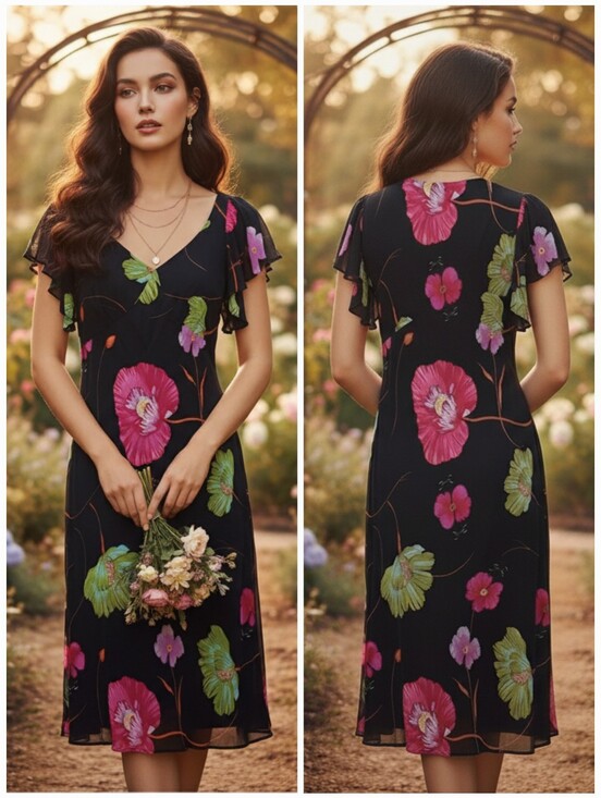 Joseph Ribkoff Dresses & Skirts - Joseph Ribkoff 8 90s Romantic Whimsigoth Fairycore Neon Floral Midi Slip Dress